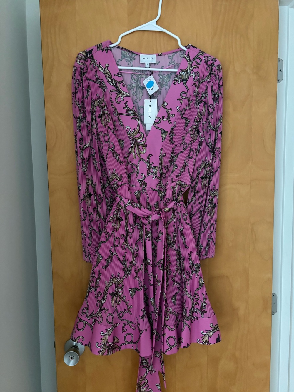 NWT Milly Pink & Black Wrap Dress – $450 Retail